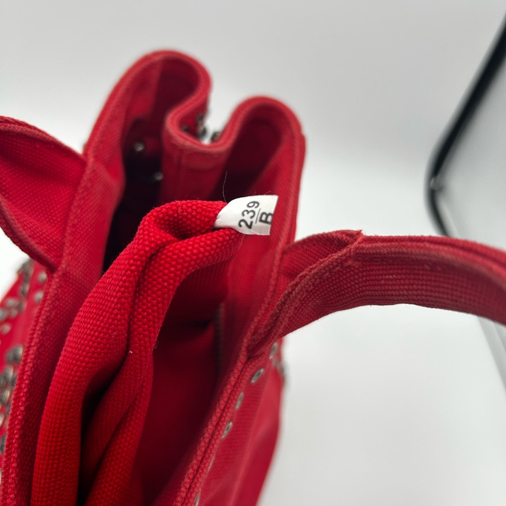 Prada Canapa Red Studded Tote Bag - Picture 10 of 11